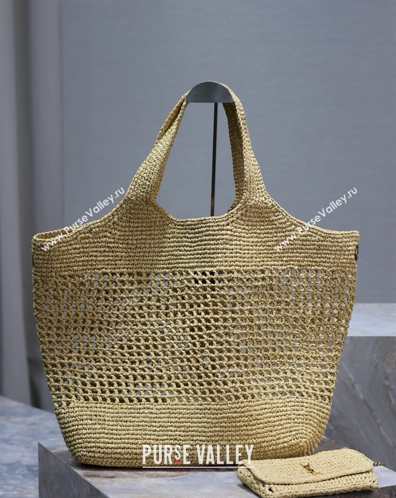 Saint Laurent Icare Maxi Shopping Bag in Woven Raffia Straw 698651 Beige 2025 (nana-250409042)