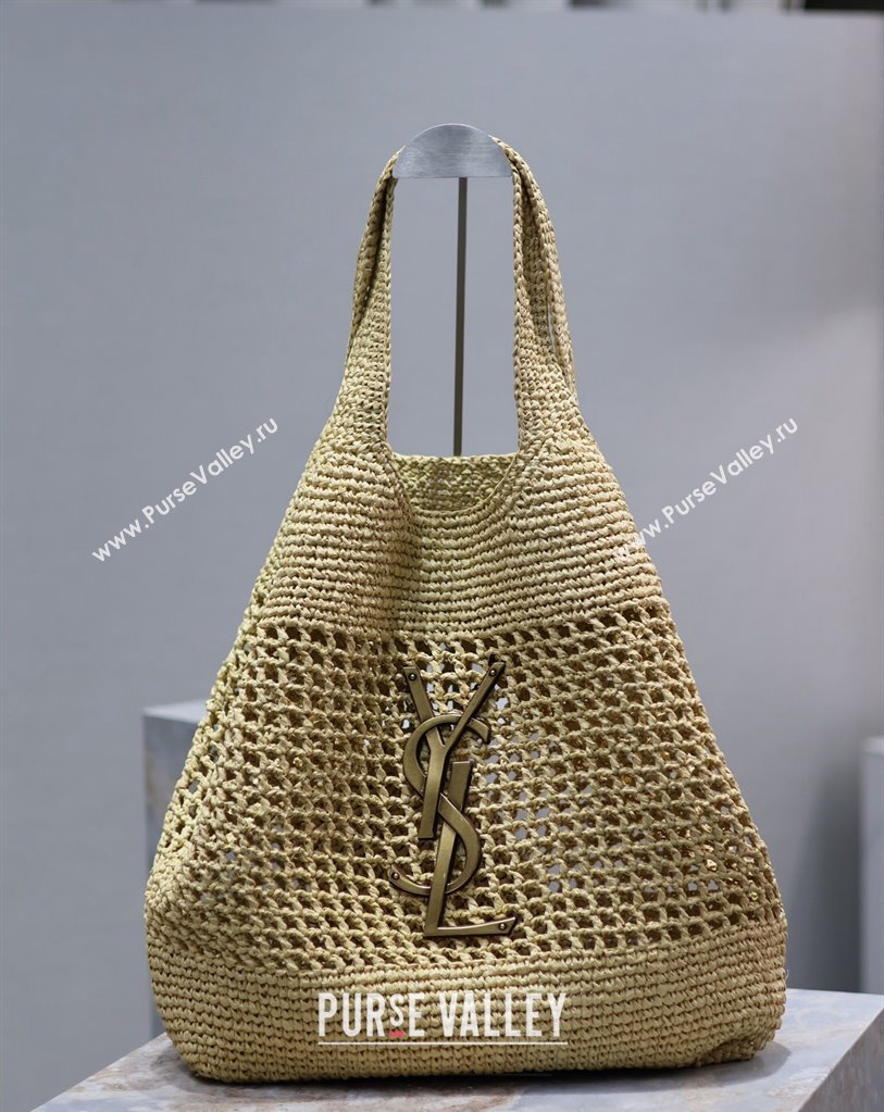 Saint Laurent Icare Maxi Shopping Bag in Woven Raffia Straw 698651 Beige 2025 (nana-250409042)