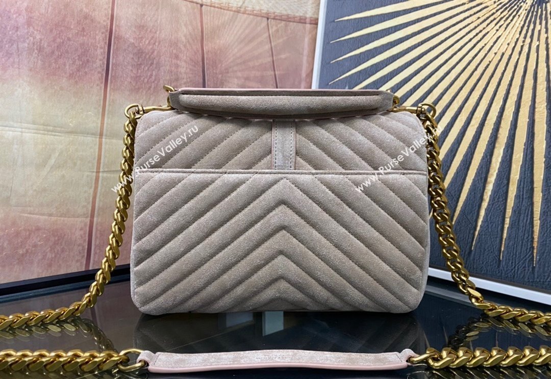 Saint Laurent College Medium Chain Bag in Quilted Suede 487213 Beige 2024 (YY-240118089)