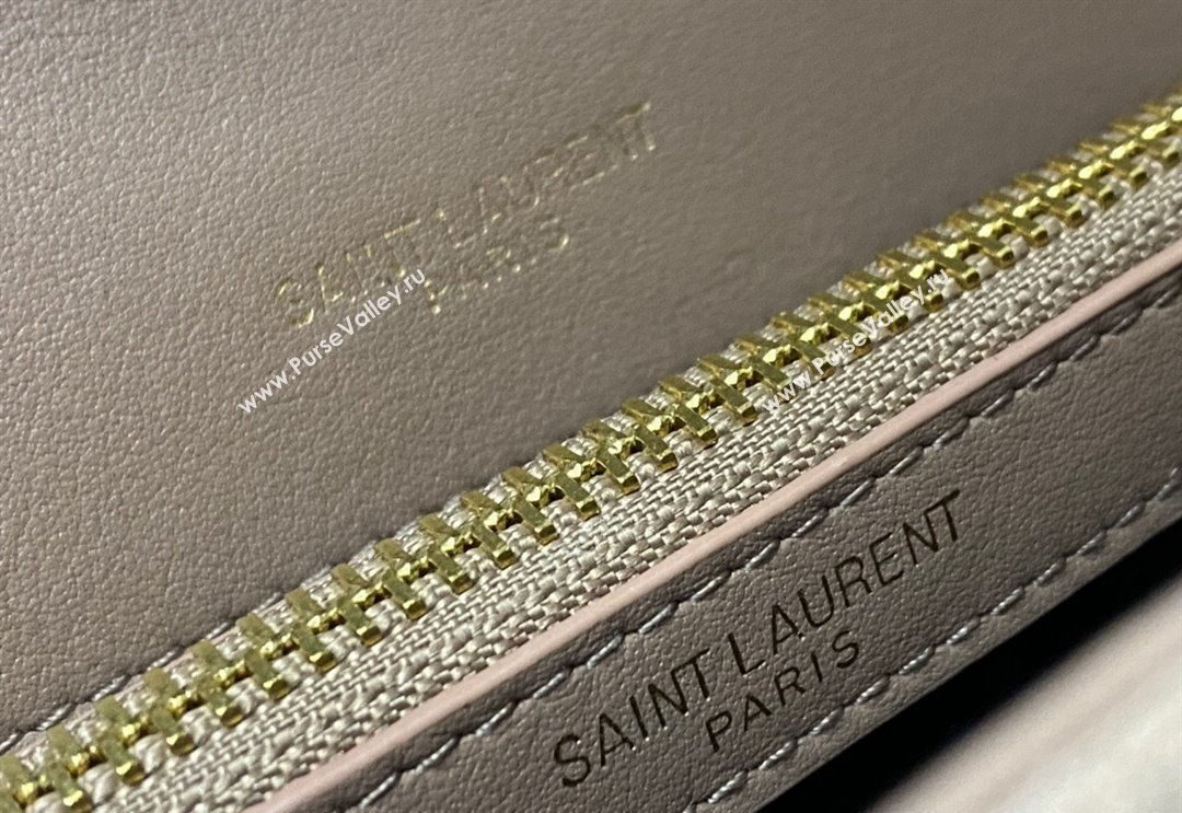 Saint Laurent College Medium Chain Bag in Quilted Suede 487213 Beige 2024 (YY-240118089)