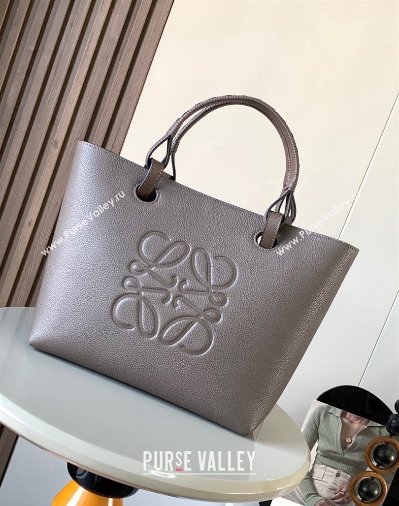 Loewe Small Anagram Tote bag in grained calfskin Grey 2024 9300 (Ys-240119094)