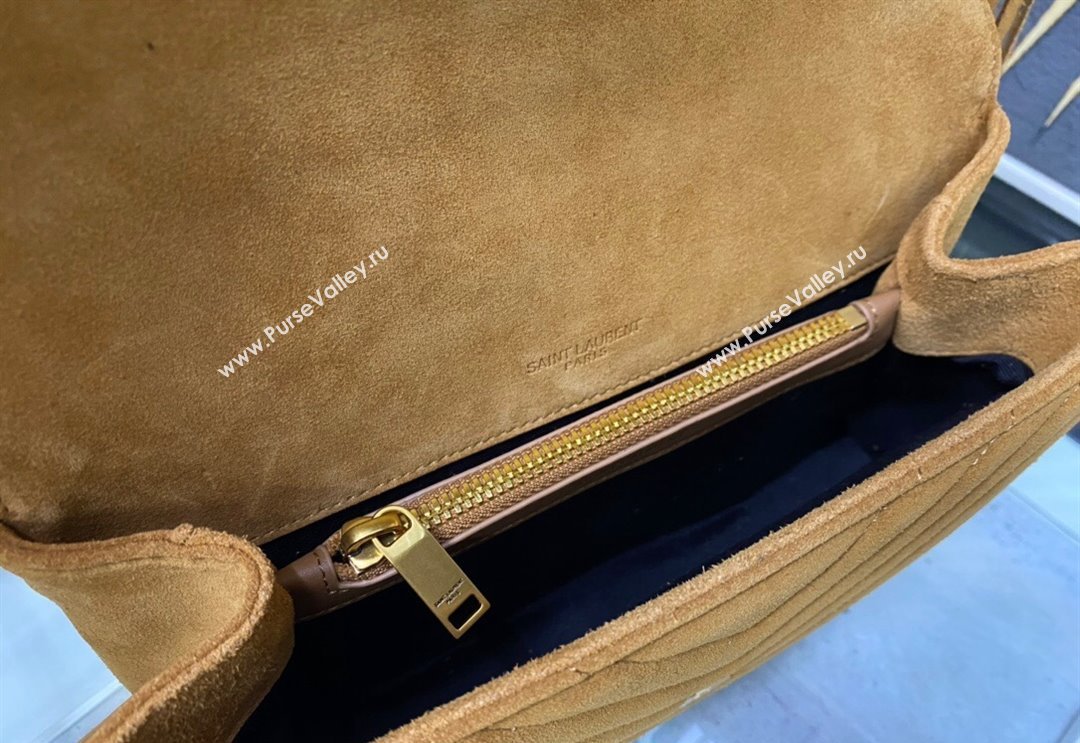 Saint Laurent College Suede Medium Chain Bag with Fringe 487213 Camel Brown 2024 (YY-240118096)