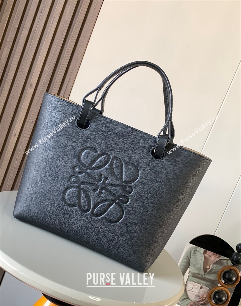 Loewe Small Anagram Tote bag in grained calfskin Black 2024 9300 (Ys-240119096)