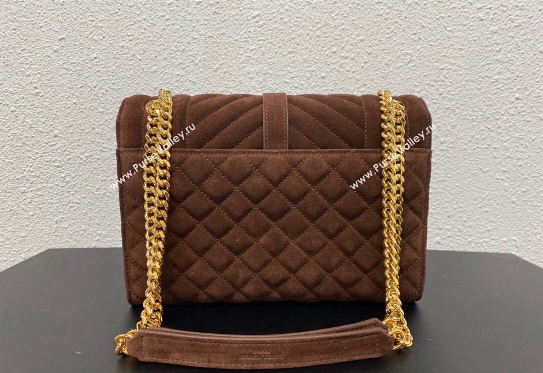 Saint Laurent Envelope Medium Bag in Suede 487206 Dark Brown 2024 (YY-240118099)