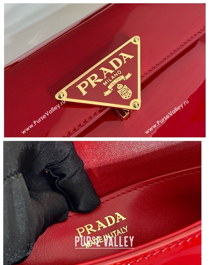 Prada Patent Leather shoulder bag 1BD339 Red 2024 (YZ-240118108)