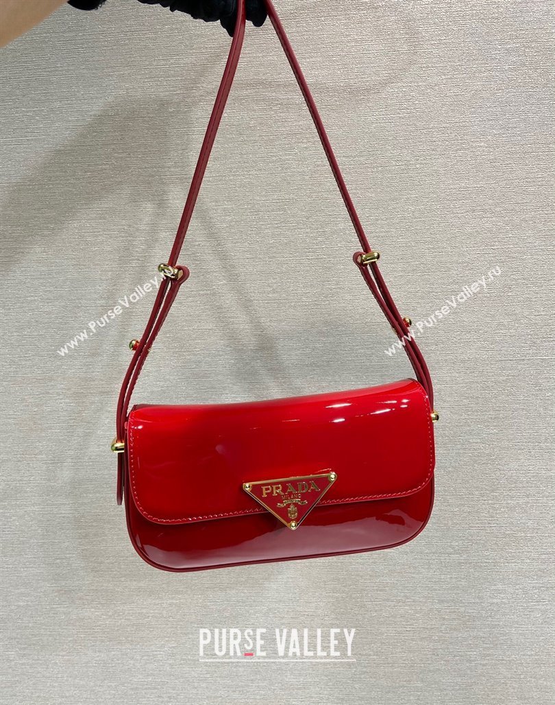 Prada Patent Leather shoulder bag 1BD339 Red 2024 (YZ-240118108)