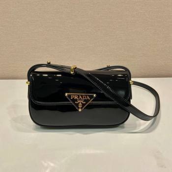 Prada Patent Leather shoulder bag 1BD339 Black 2024 (YZ-240118109)