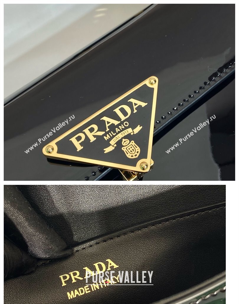 Prada Patent Leather shoulder bag 1BD339 Black 2024 (YZ-240118109)