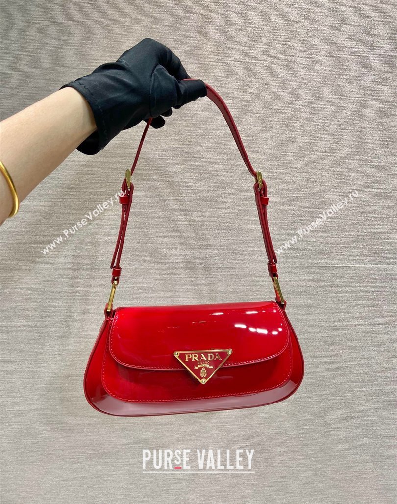 Prada Patent Leather shoulder bag 1BD345 Red 2024 (YZ-240118110)