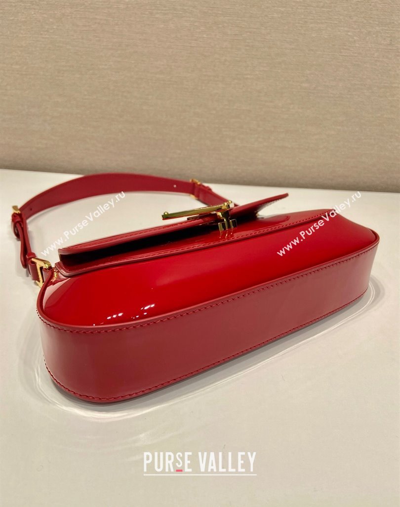 Prada Patent Leather shoulder bag 1BD345 Red 2024 (YZ-240118110)