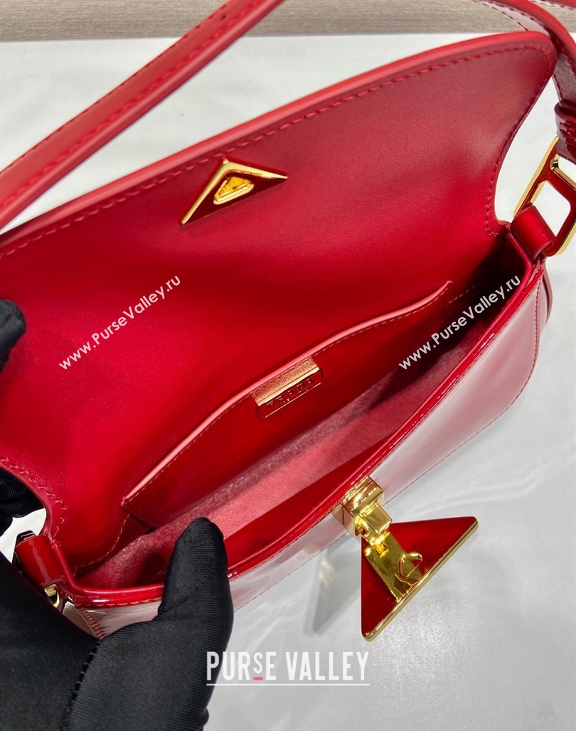 Prada Patent Leather shoulder bag 1BD345 Red 2024 (YZ-240118110)