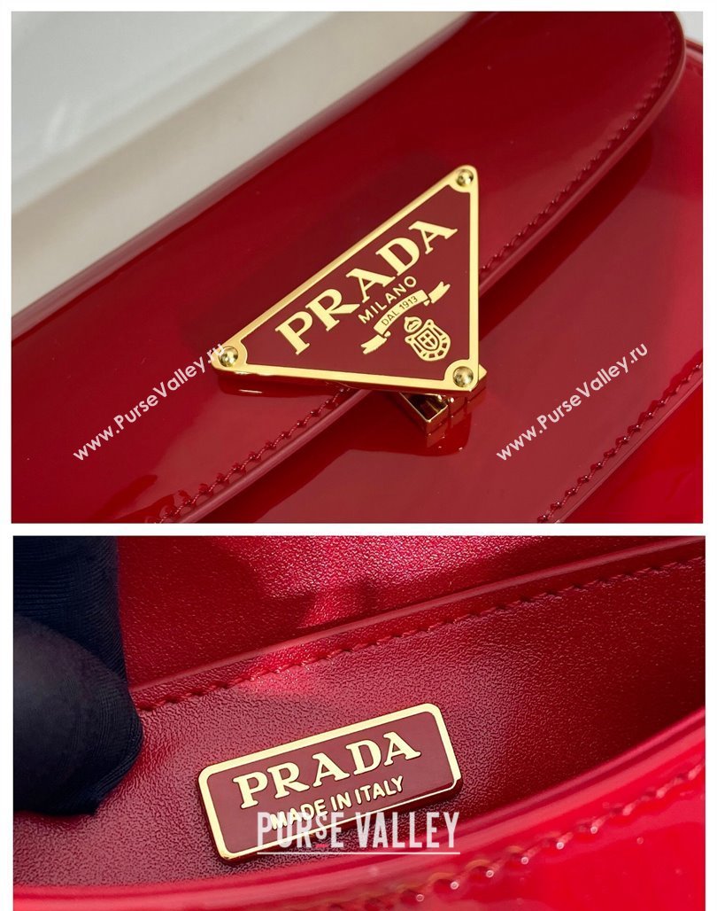 Prada Patent Leather shoulder bag 1BD345 Red 2024 (YZ-240118110)