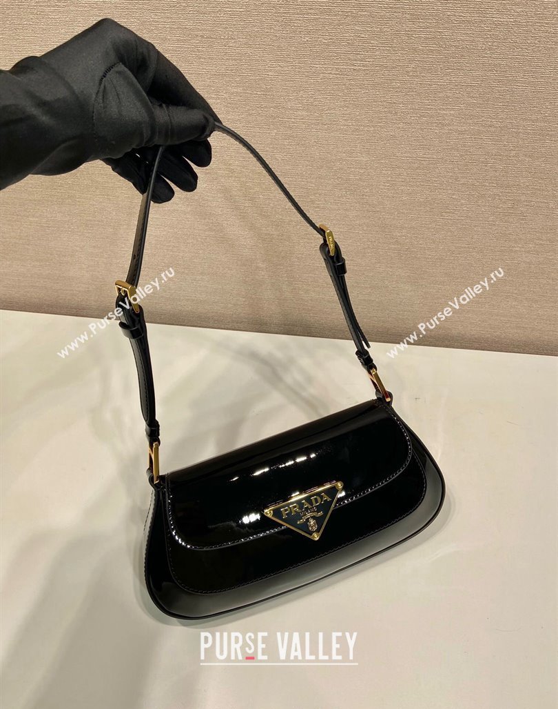 Prada Patent Leather shoulder bag 1BD345 Black 2024 (YZ-240118111)