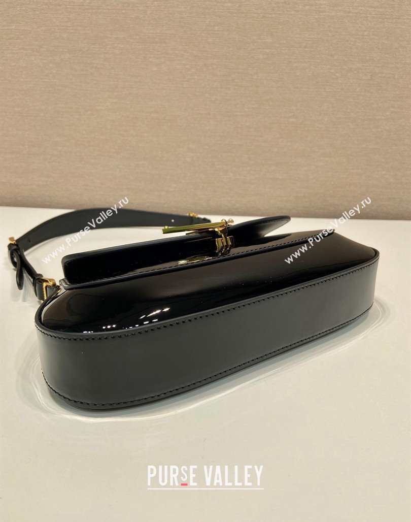 Prada Patent Leather shoulder bag 1BD345 Black 2024 (YZ-240118111)