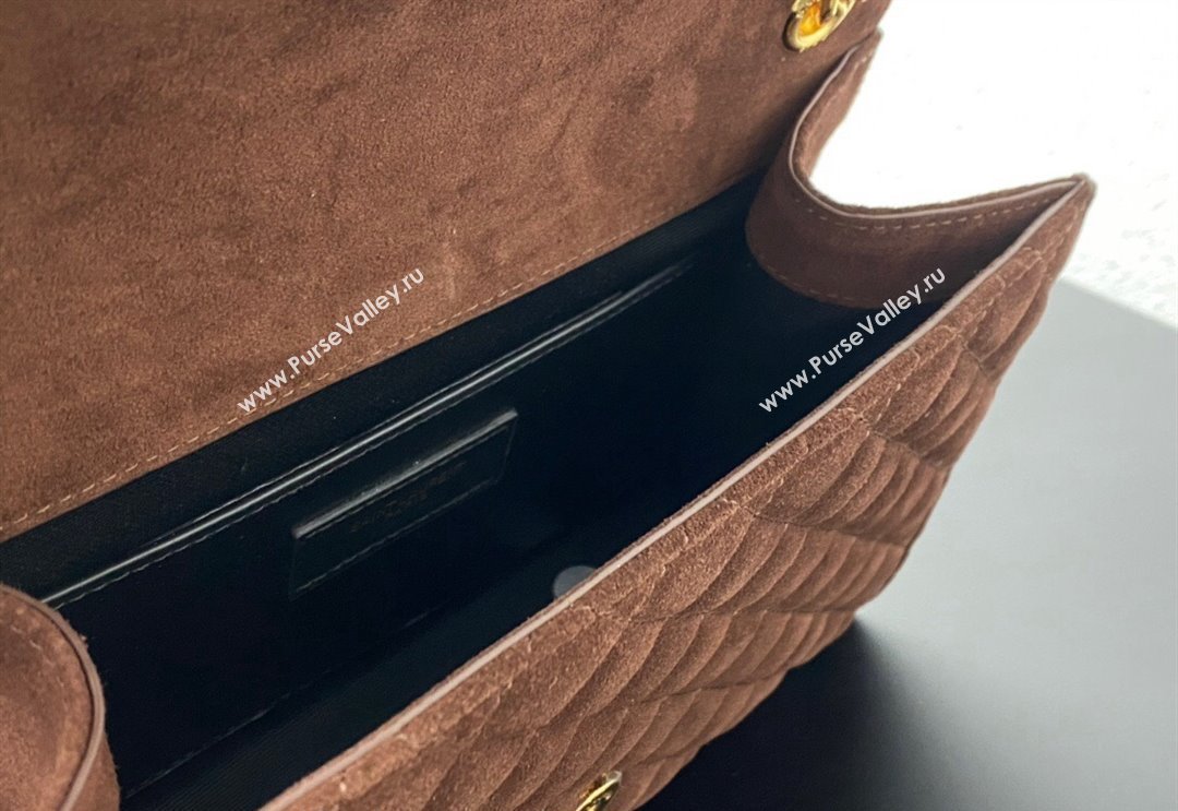 Saint Laurent Envelope Medium Bag in Suede 487206 Dark Brown 2024 (YY-240118099)