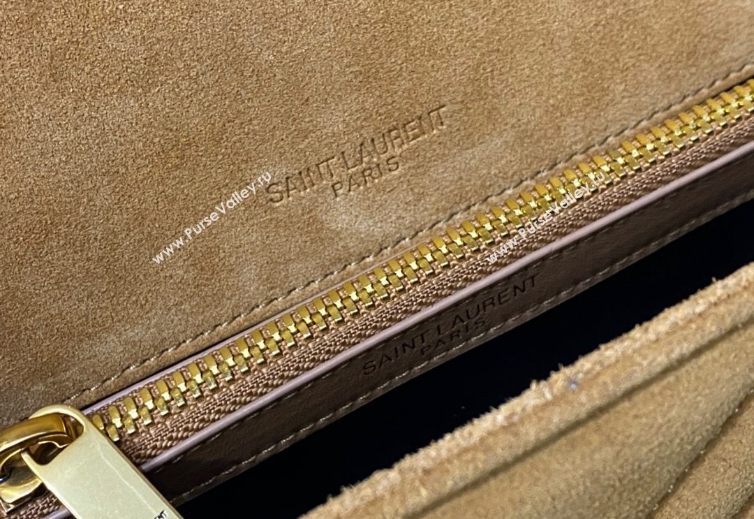 Saint Laurent College Suede Medium Chain Bag with Fringe 487213 Camel Brown 2024 (YY-240118096)