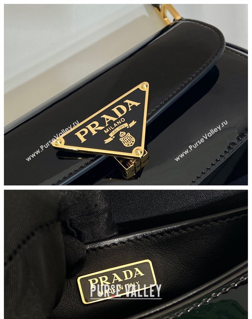 Prada Patent Leather shoulder bag 1BD345 Black 2024 (YZ-240118111)