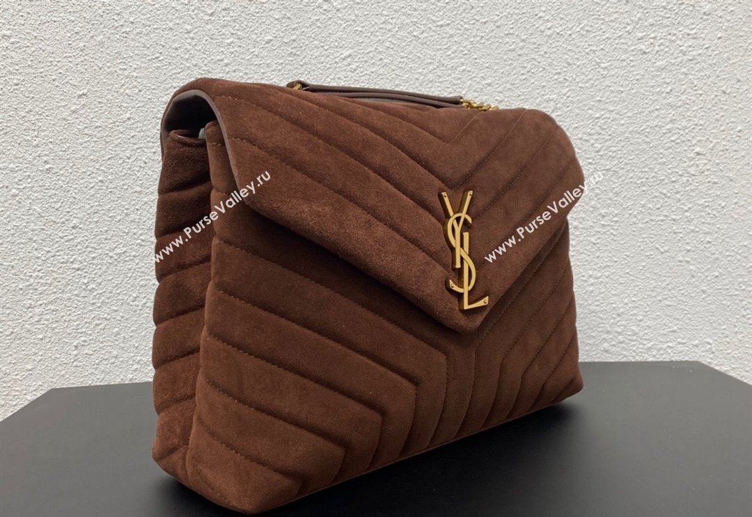 Saint Laurent Loulou Large Bag in Y Suede 459749 Dark Brown 2024 (YY-240118100)