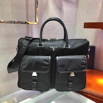 Prada Mens Saffiano and Nylon Business Briefcase Bag 2VE017 Black 2024 (YZ-240119006)