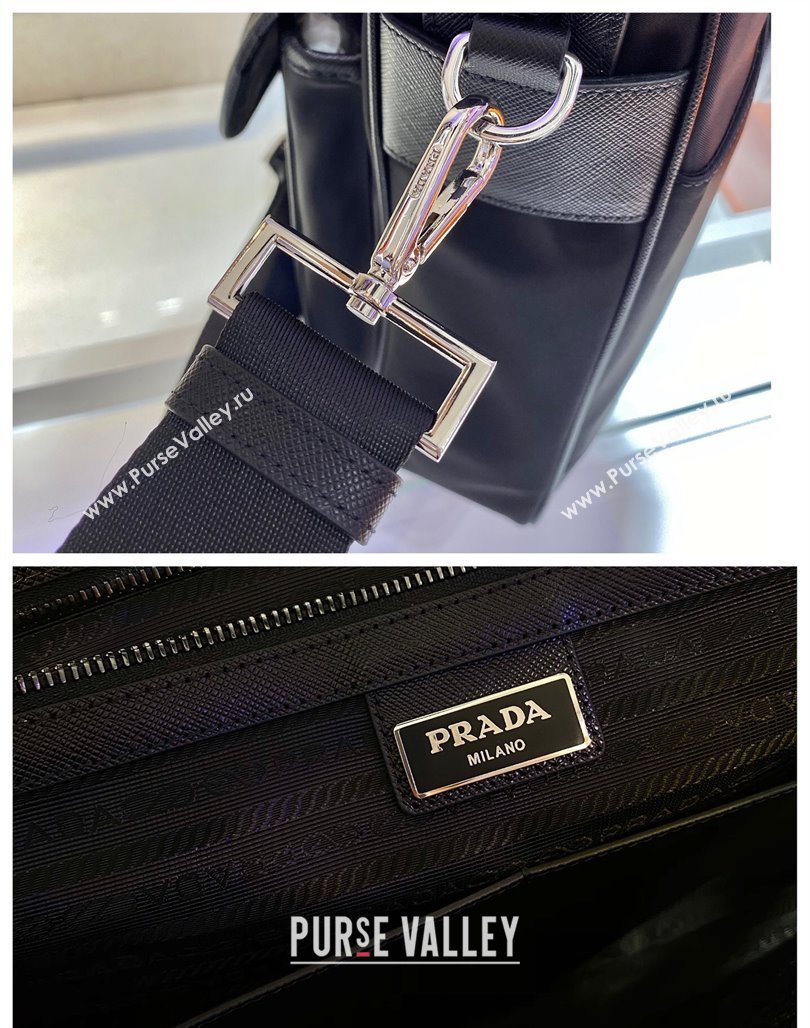 Prada Mens Saffiano and Nylon Business Briefcase Bag 2VE017 Black 2024 (YZ-240119006)