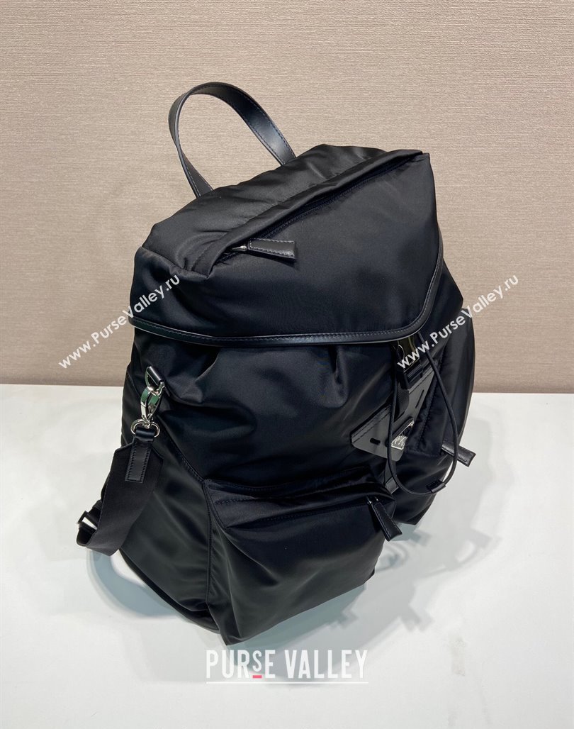 Prada Mens Re-Nylon and leather backpack bag 2VZ108 Black 2024 (YZ-240119009)