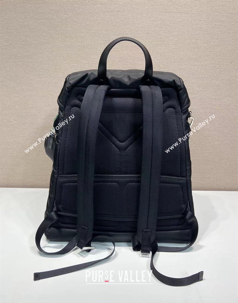 Prada Mens Re-Nylon and leather backpack bag 2VZ108 Black 2024 (YZ-240119009)