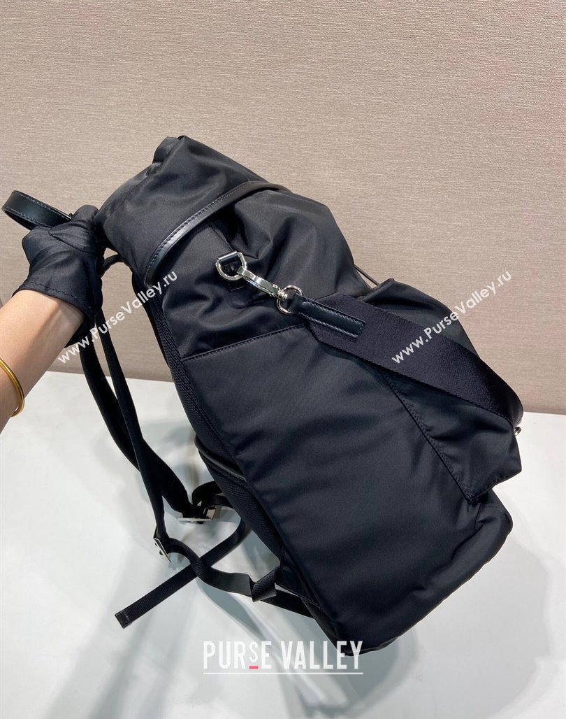 Prada Mens Re-Nylon and leather backpack bag 2VZ108 Black 2024 (YZ-240119009)