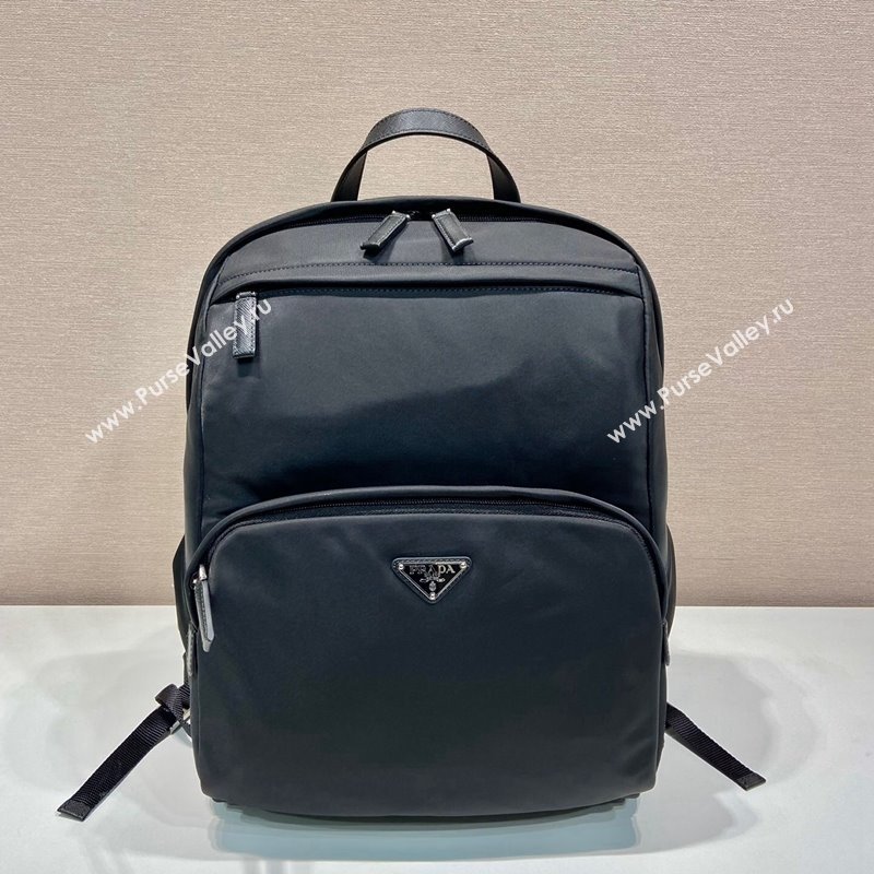 Prada Re-Nylon and Saffiano leather backpack bag 2VZ104 Black 2024 (YZ-240119010)