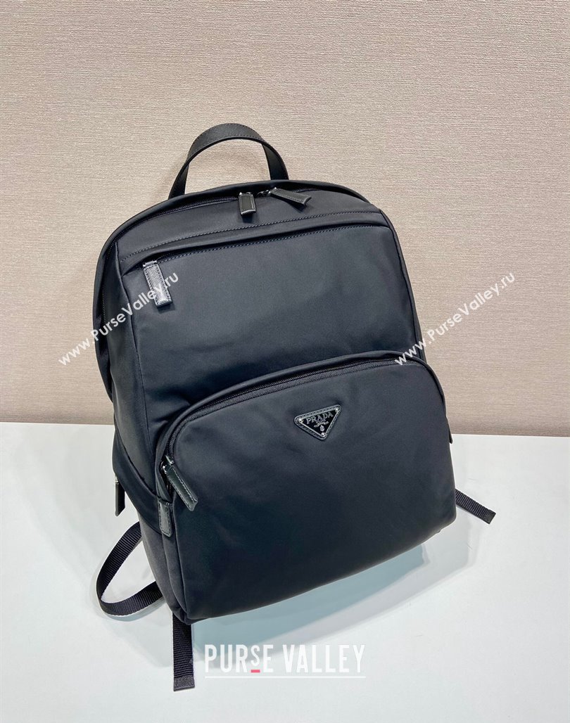 Prada Re-Nylon and Saffiano leather backpack bag 2VZ104 Black 2024 (YZ-240119010)