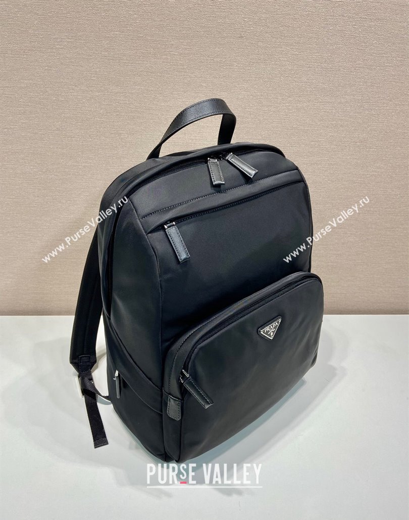 Prada Re-Nylon and Saffiano leather backpack bag 2VZ104 Black 2024 (YZ-240119010)