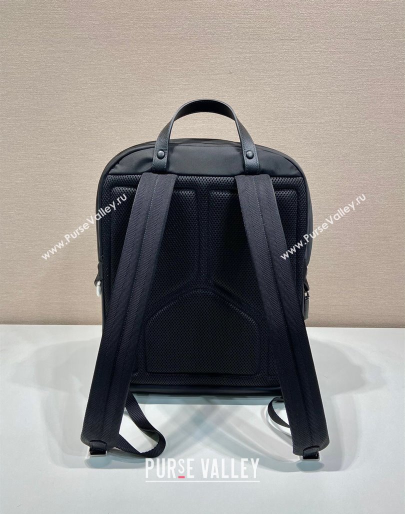 Prada Re-Nylon and Saffiano leather backpack bag 2VZ104 Black 2024 (YZ-240119010)