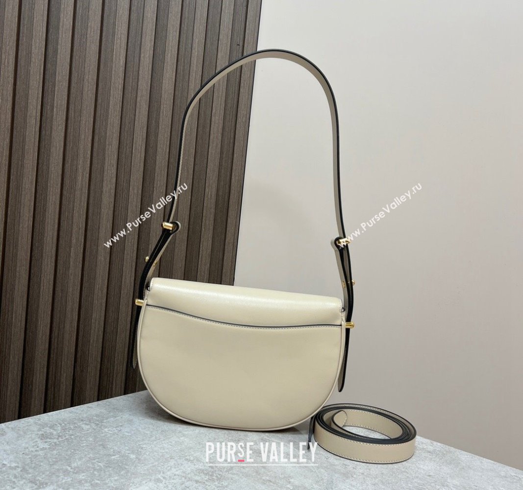 Prada Arque leather moon shoulder bag 1BD365 Cream White 2024 (YZ-240119012)