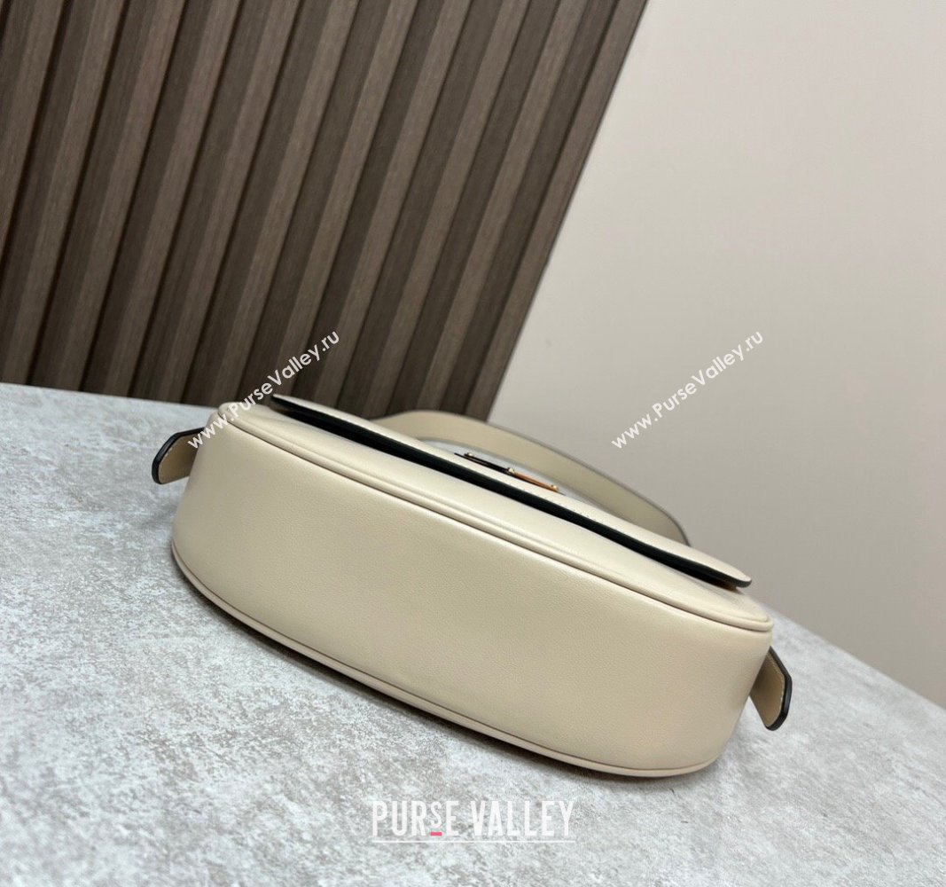 Prada Arque leather moon shoulder bag 1BD365 Cream White 2024 (YZ-240119012)