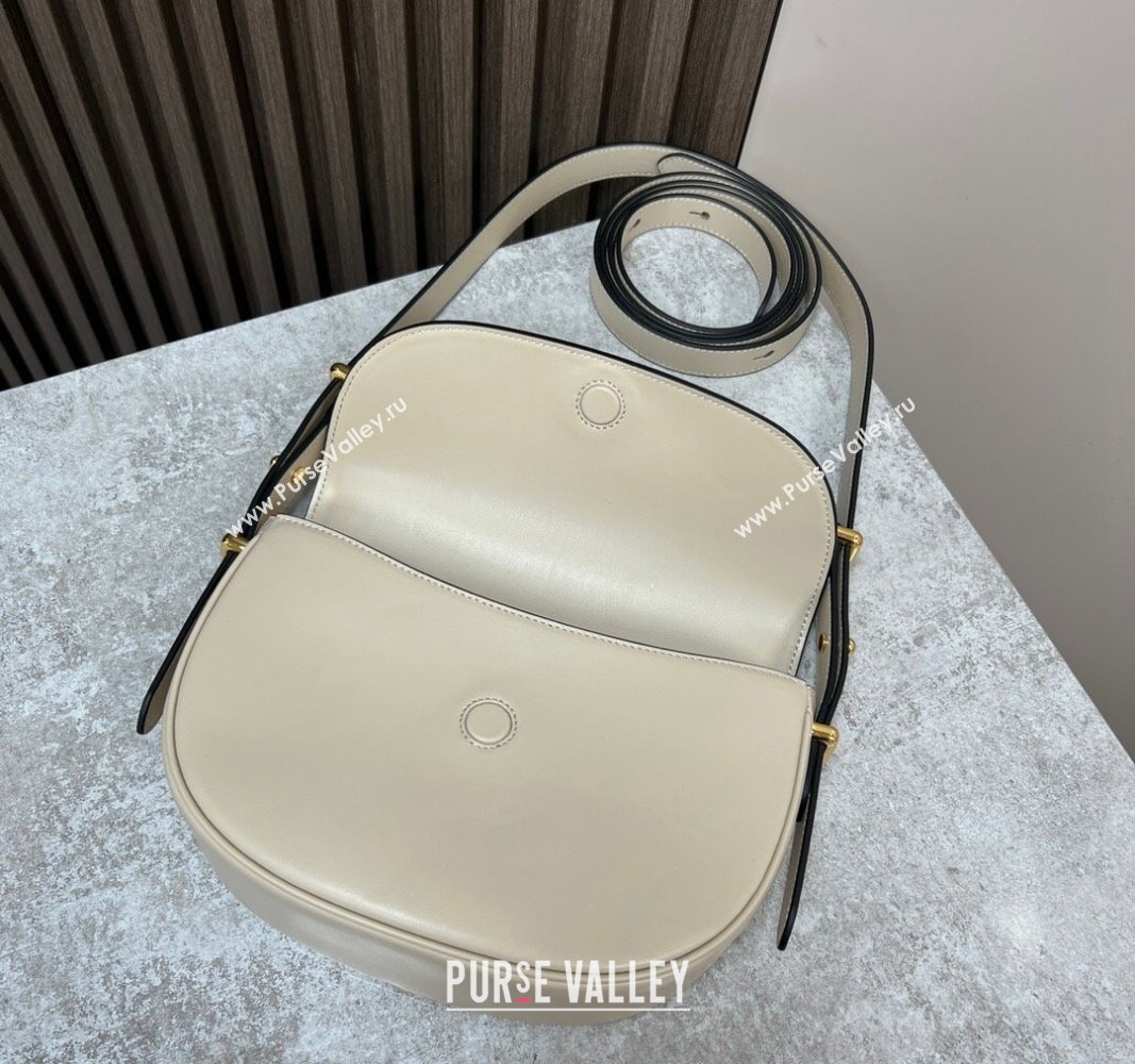 Prada Arque leather moon shoulder bag 1BD365 Cream White 2024 (YZ-240119012)