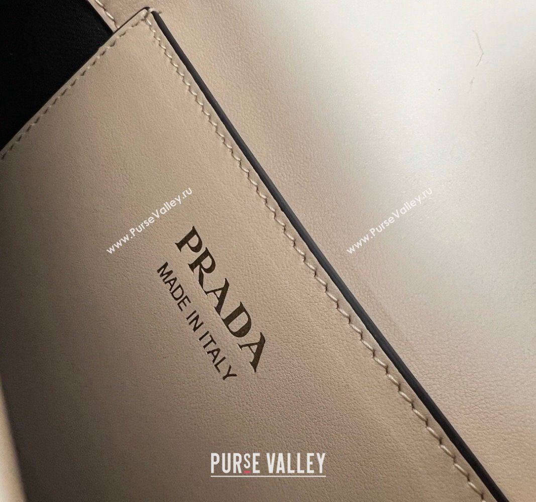 Prada Arque leather moon shoulder bag 1BD365 Cream White 2024 (YZ-240119012)