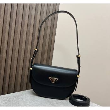 Prada Arque leather moon shoulder bag 1BD365 Black 2024 (YZ-240119013)