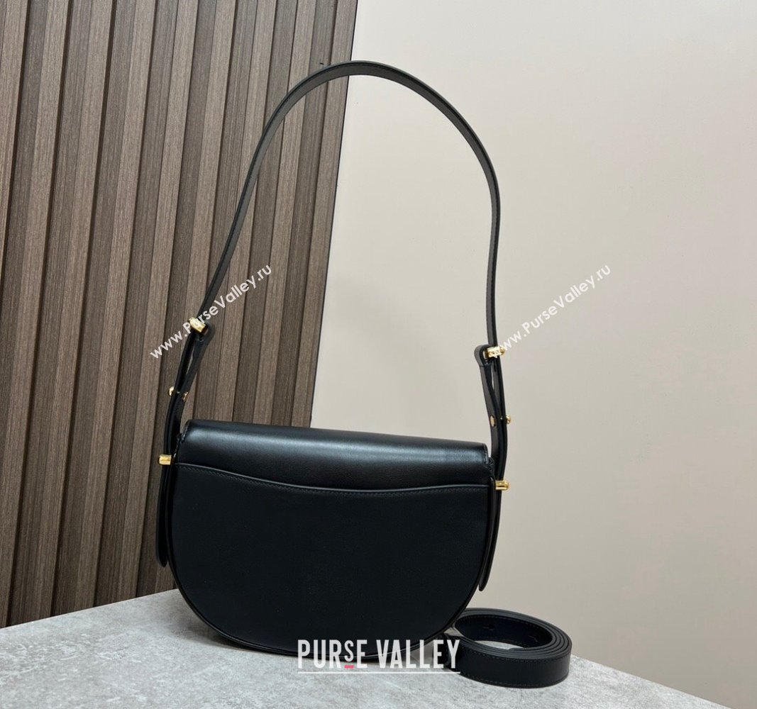 Prada Arque leather moon shoulder bag 1BD365 Black 2024 (YZ-240119013)