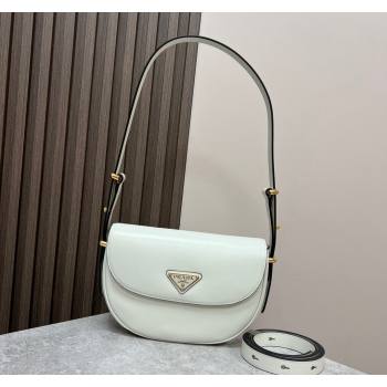 Prada Arque leather moon shoulder bag 1BD365 White 2024 (YZ-240119014)