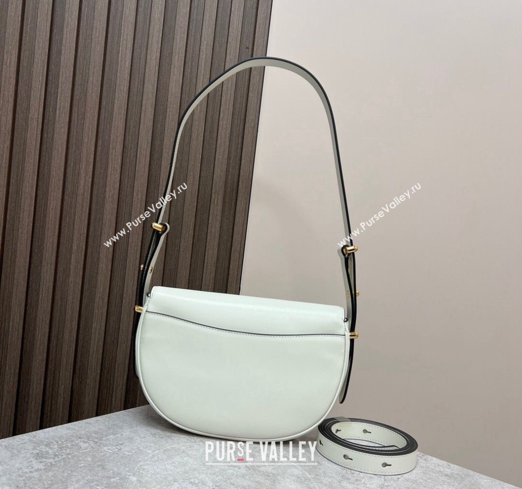 Prada Arque leather moon shoulder bag 1BD365 White 2024 (YZ-240119014)