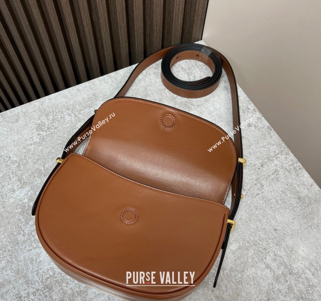 Prada Arque leather moon shoulder bag 1BD365 Cognac brown 2024 (YZ-240119015)