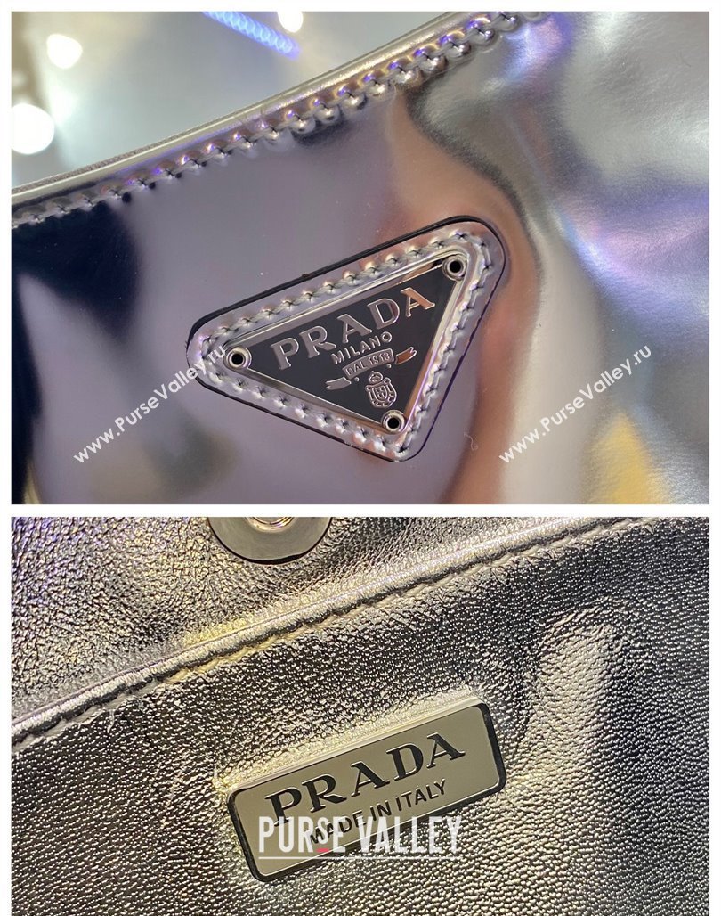 Prada Cleo Brushed Leather Hobo Bag 1BC499 Silver 2024 (YZ-240524102)