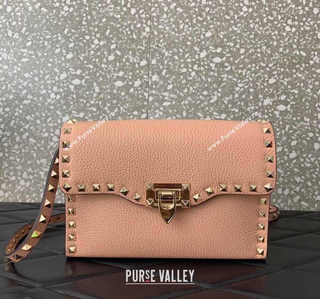 Valentino Small Rockstud Grainy Calfskin Crossbody bag Pink 2024 VLTN0322 (LN-240119054)