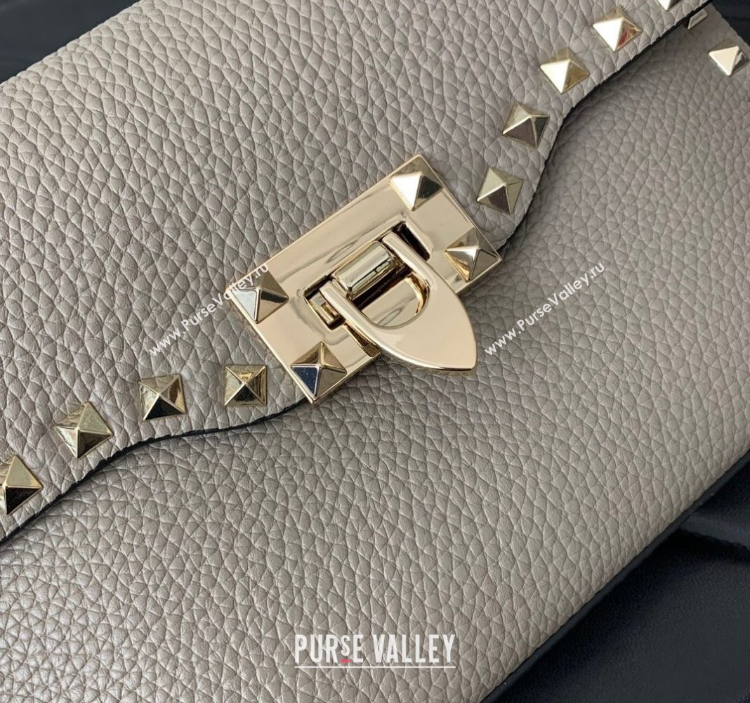 Valentino Small Rockstud Grainy Calfskin Crossbody bag Grey 2024 VLTN0322 (LN-240119056)