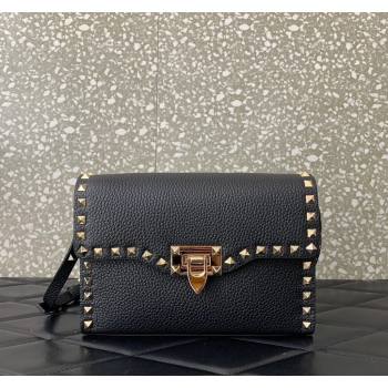 Valentino Small Rockstud Grainy Calfskin Crossbody bag Black 2024 VLTN0322 (LN-240119057)