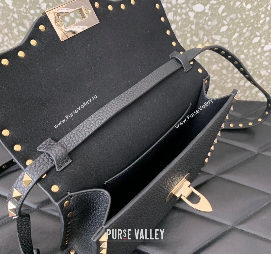 Valentino Small Rockstud Grainy Calfskin Crossbody bag Black 2024 VLTN0322 (LN-240119057)