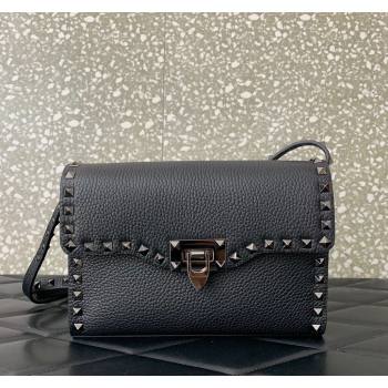 Valentino Small Rockstud Grainy Calfskin Crossbody bag Black 2024 VLTN0322 (LN-240119060)