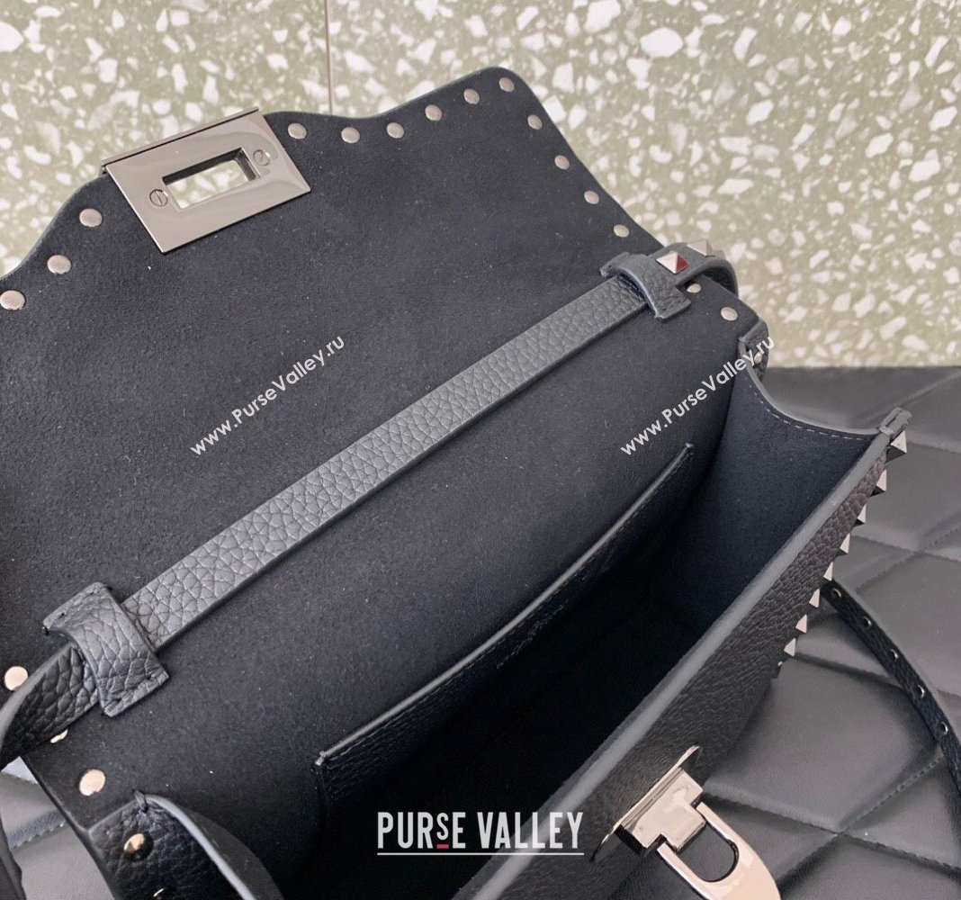 Valentino Small Rockstud Grainy Calfskin Crossbody bag Black 2024 VLTN0322 (LN-240119060)