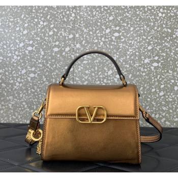 Valentino Mini VSling Handbag in Metallic Calfskin Gold Yellow 2024 VLTN0097 (LN-240119068)