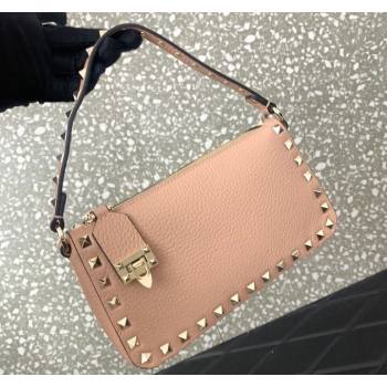 Valentino Small Rockstud Crossbody Bag in Metallic Grainy Calfskin Nude Pink 2024 VLTN0311 (LN-240119072)