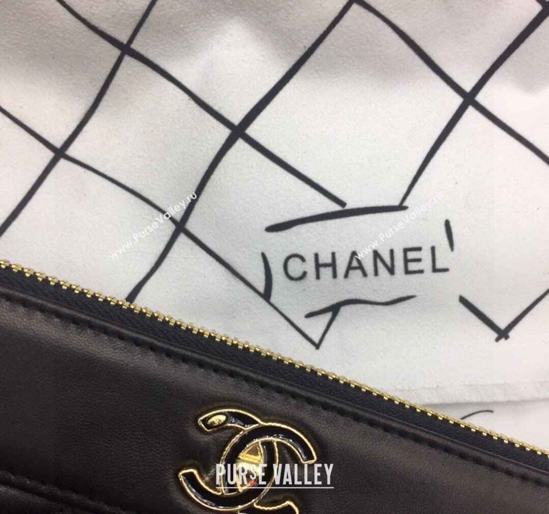 Chanel Quilted Lambskin Pouch Black 2024 9823 (YY-240119075)